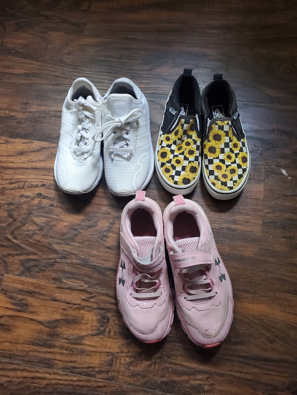 Under Armour Pink Kids Athletic Sneakers, Adidas, Vans.